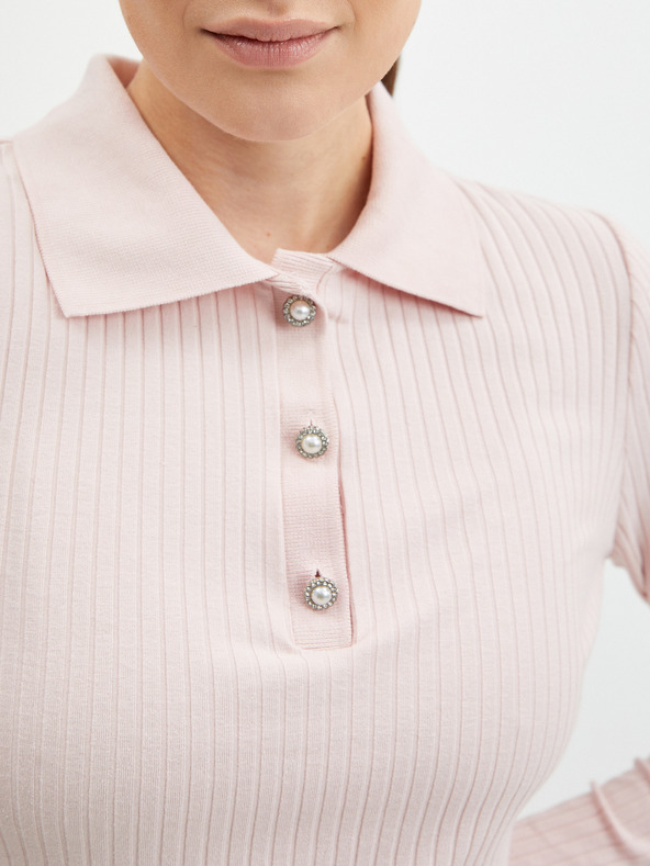 Orsay Ženska rebrasta polo majica boje marelice ORSAY