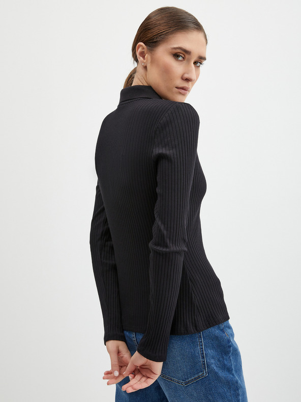 Orsay Crna ženska rebrasta polo majica ORSAY