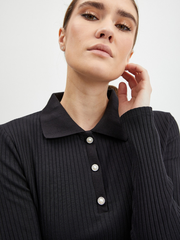 Orsay Crna ženska rebrasta polo majica ORSAY