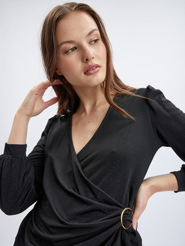 Orsay Crna ženska bluza na preklop ORSAY