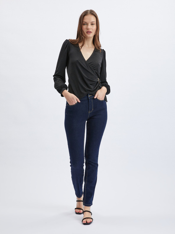 Orsay Crna ženska bluza na preklop ORSAY