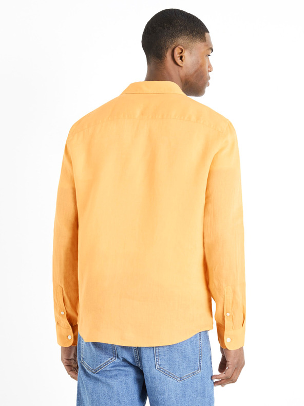 Celio Celio Daflix narančasta muška lanena košulja