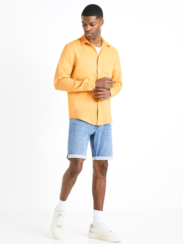 Celio Celio Daflix narančasta muška lanena košulja