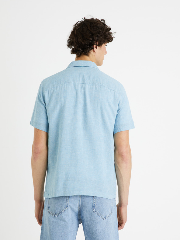 Celio Svijetloplava muška lanena košulja Celio Fatext