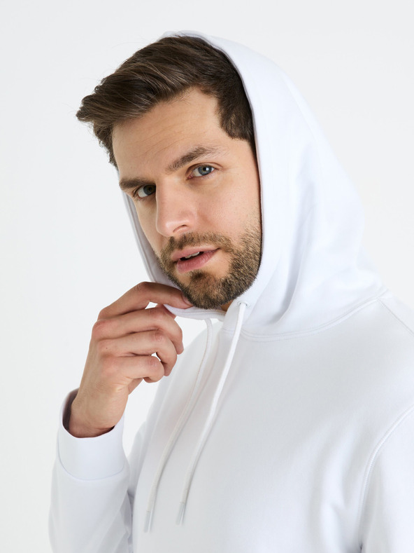 Celio Celio Fesix bijela muška majica s kapuljačom