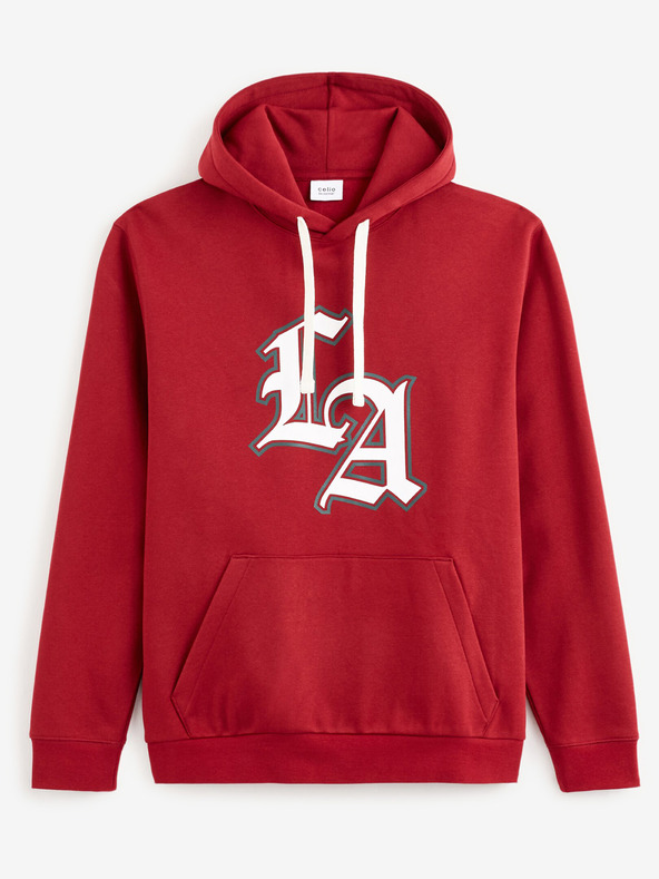 Celio Crvena muška majica s kapuljačom Celio Fecago