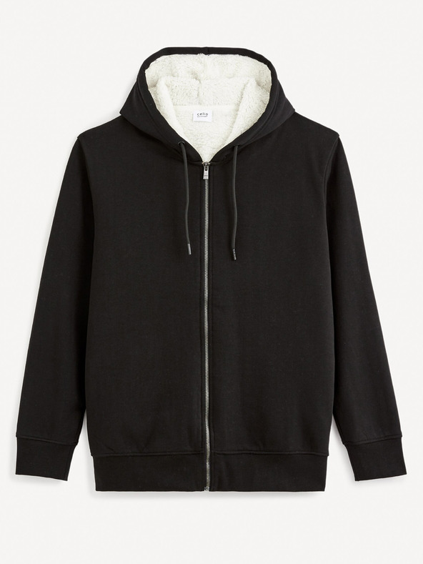 Celio Crna muška majica s izolacijom na patentni zatvarač i kapuljačom Celio Fesherpax