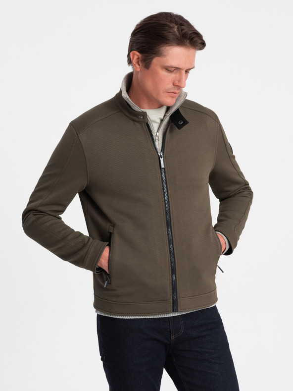 Ombre Clothing Kaki muška svijetla jakna Ombre odjeća BIKER