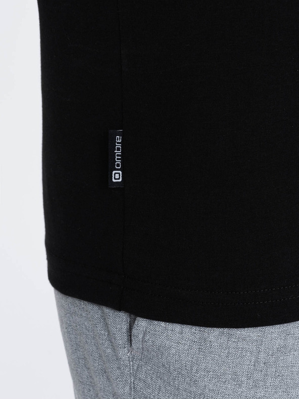 Ombre Clothing Crna muška majica kratkih rukava s v-izrezom Ombre Clothing