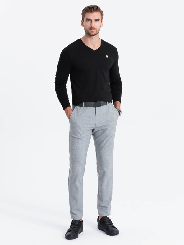 Ombre Clothing Crna muška majica kratkih rukava s v-izrezom Ombre Clothing