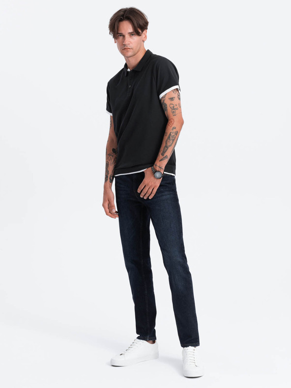 Ombre Clothing Crna muška polo majica Ombre Clothing