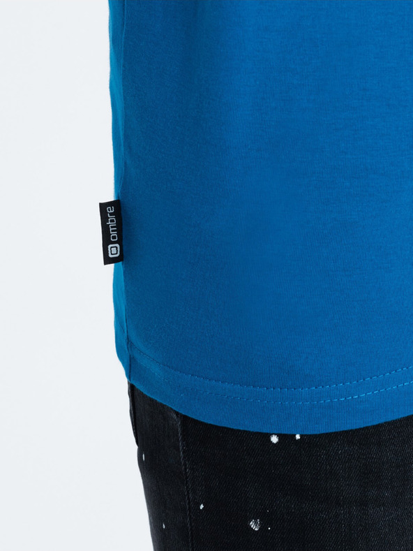 Ombre Clothing Ombre odjeća HENLEY Plava muška majica na kopčanje