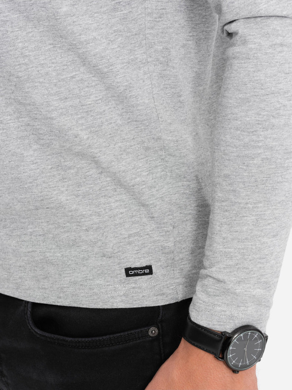 Ombre Clothing Ombre odjeća HENLEY Siva muška majica na kopčanje