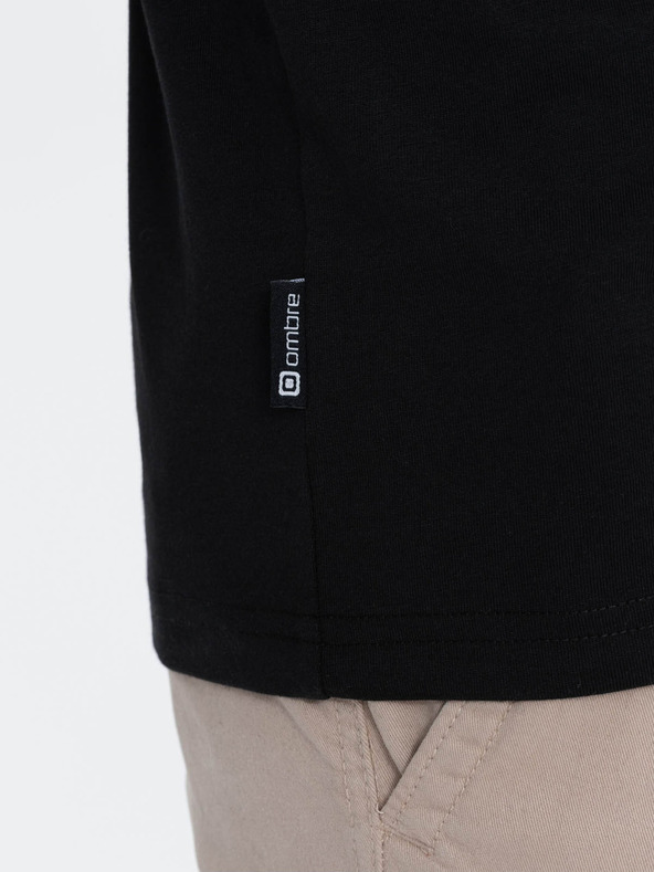 Ombre Clothing Ombre odjeća HENLEY Crna muška majica na kopčanje