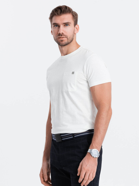 Ombre Clothing Krem muška majica s džepom Ombre Clothing