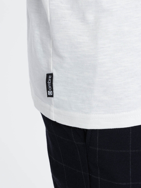Ombre Clothing Krem muška majica s džepom Ombre Clothing