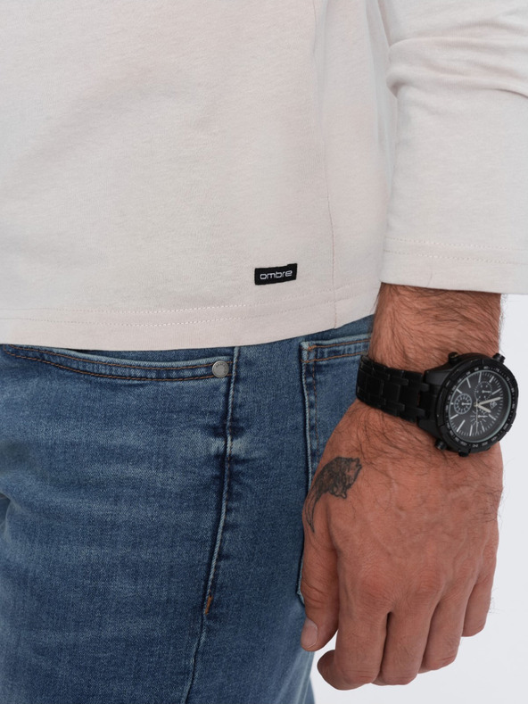 Ombre Clothing Ombre odjeća HENLEY svijetlo siva muška majica na kopčanje