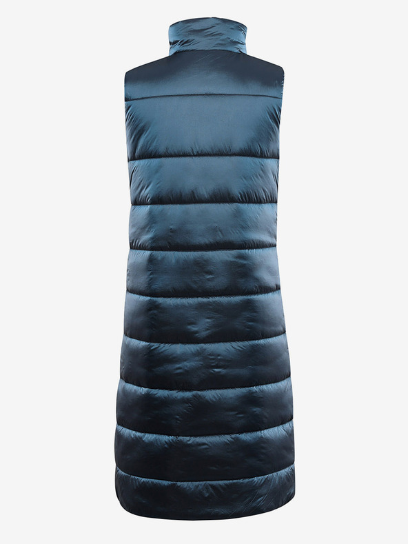 ALPINE PRO Dugi ženski prošiveni prsluk s natpisom ALPINE PRO UREFA plave boje