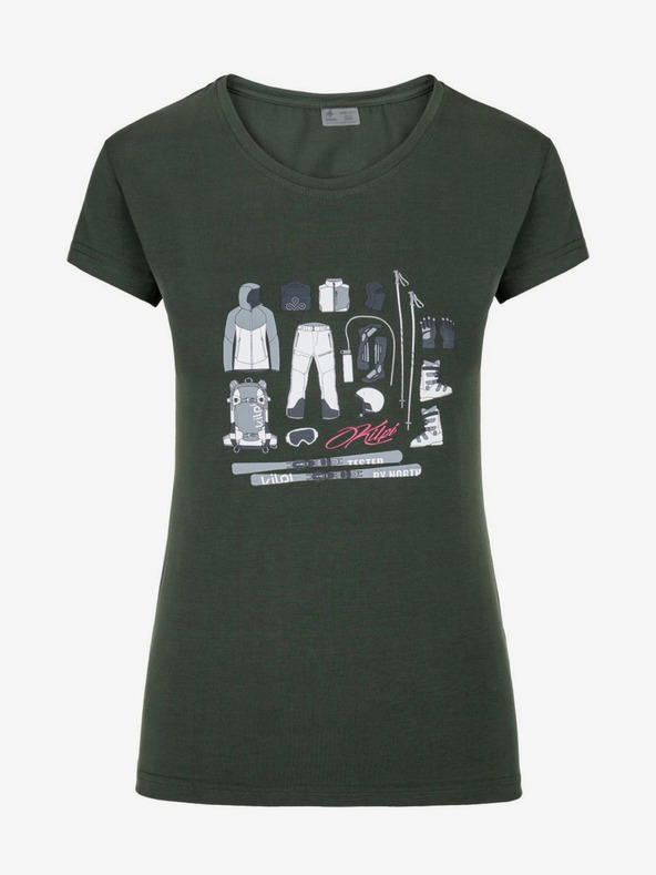 Kilpi Tamnozelena ženska sportska majica kratkih rukava s printom Kilpi TORNES