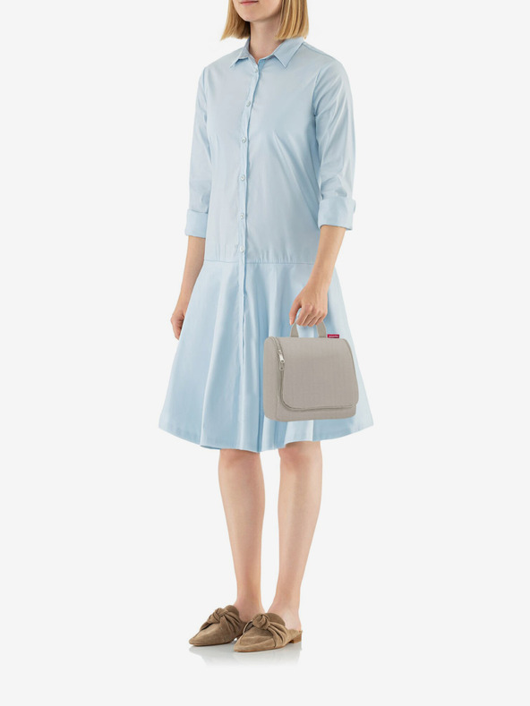 Reisenthel Bež ženska kozmetička torbica Reisenthel Toiletbag Herringbone Sand