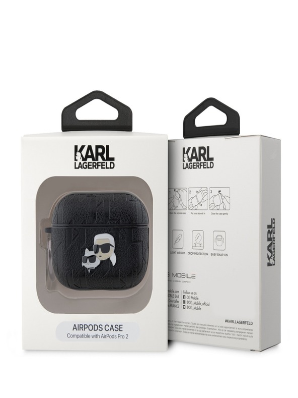 Karl Lagerfeld Karl Lagerfeld PU reljefna maska ​​Karl and Choupette Heads za AirPods Pro 2 crna