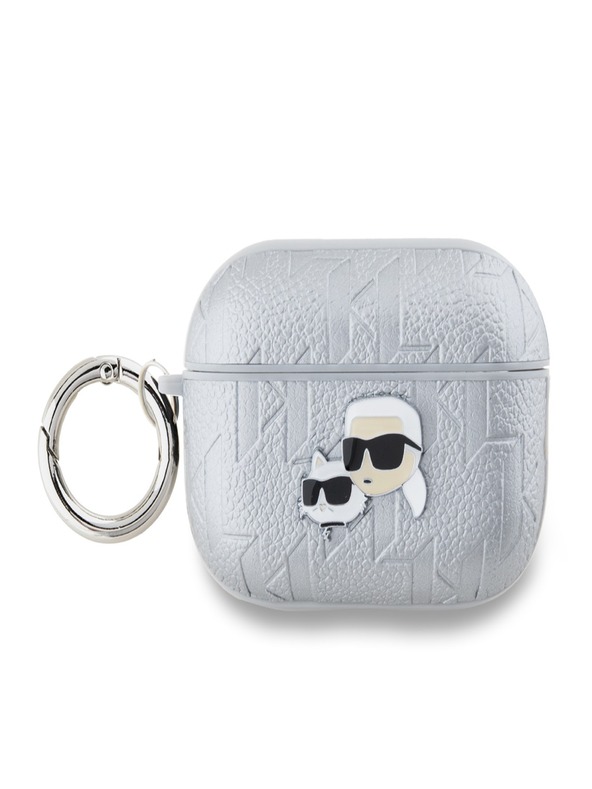 Karl Lagerfeld PU futrola s reljefnim glavama Karla i Choupette za AirPods Pro 2 srebrna Karl Lagerfeld