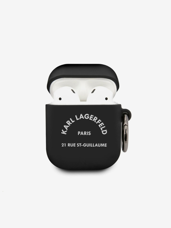 Karl Lagerfeld Rue St Guillaume Silikonska torbica za Airpods 1/2 crna Karl Lagerfeld