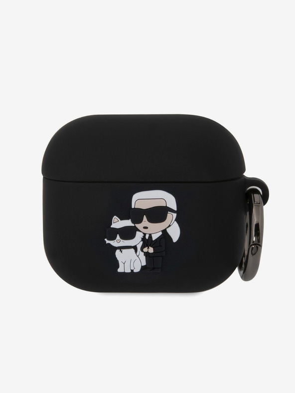 Karl Lagerfeld 3D logotip NFT Karl i Choupette silikonska maska ​​za AirPods 3 crna Karl Lagerfeld