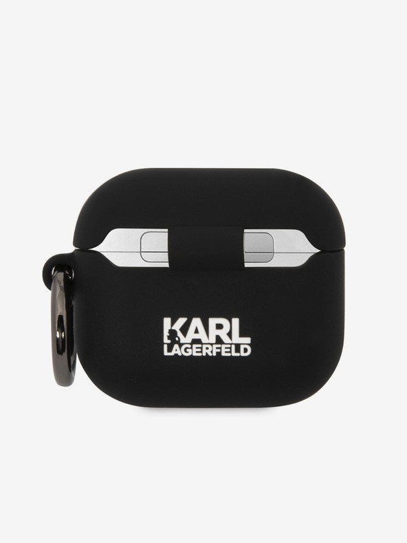 Karl Lagerfeld 3D logotip NFT Karl i Choupette silikonska maska ​​za AirPods 3 crna Karl Lagerfeld