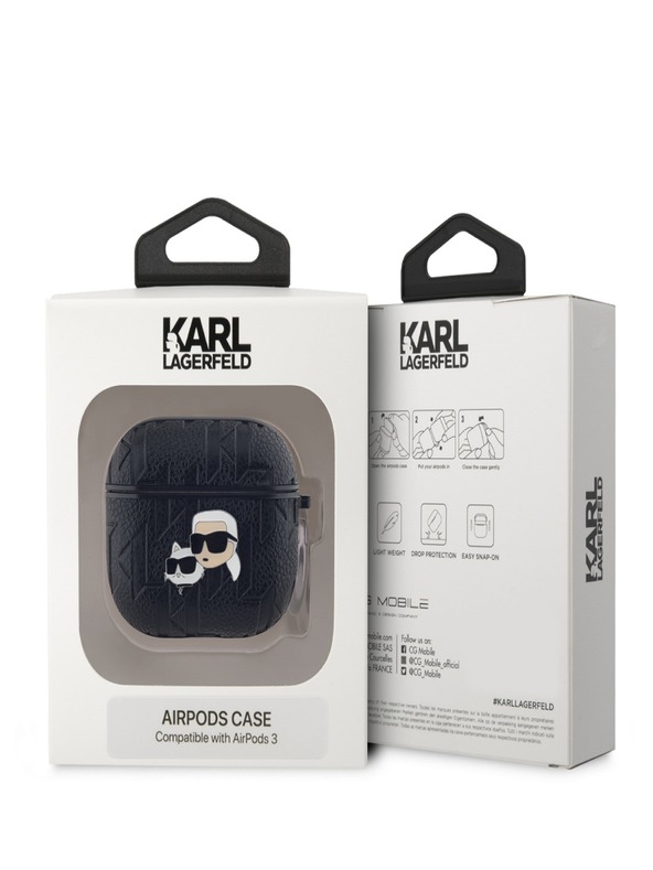 Karl Lagerfeld Karl Lagerfeld PU reljefna futrola Karl and Choupette Heads za AirPods 3 crna
