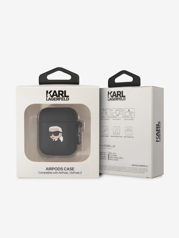 Karl Lagerfeld 3D Logo NFT Karl Head Silikonska torbica za Airpods 1/2 crna Karl Lagerfeld