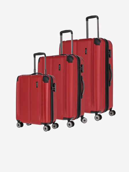 Travelite Set od tri putna kofera crvene boje Travelite City 4w S, M, L
