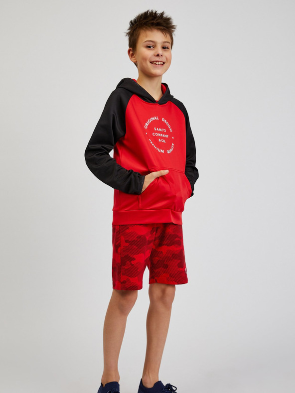 Sam 73 Crno-crvena unisex dječja majica s kapuljačom SAM73 Draco