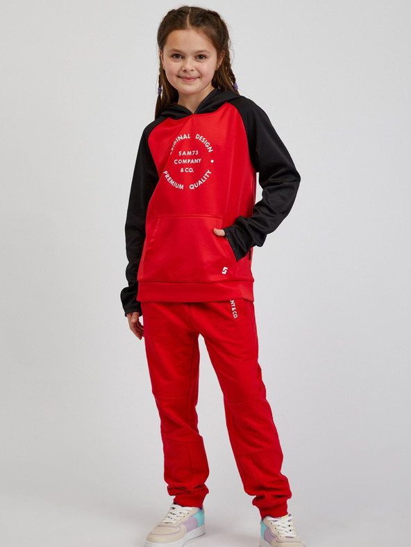 Sam 73 Crno-crvena unisex dječja majica s kapuljačom SAM73 Draco