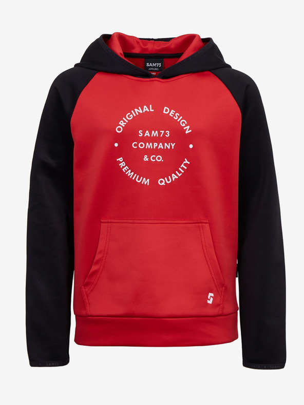 Sam 73 Crno-crvena unisex dječja majica s kapuljačom SAM73 Draco