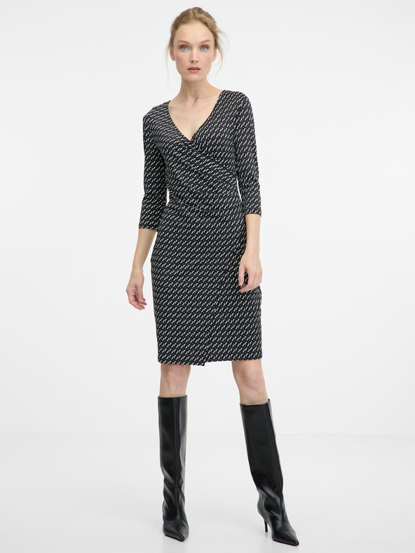 Orsay Crna ženska haljina do koljena ORSAY