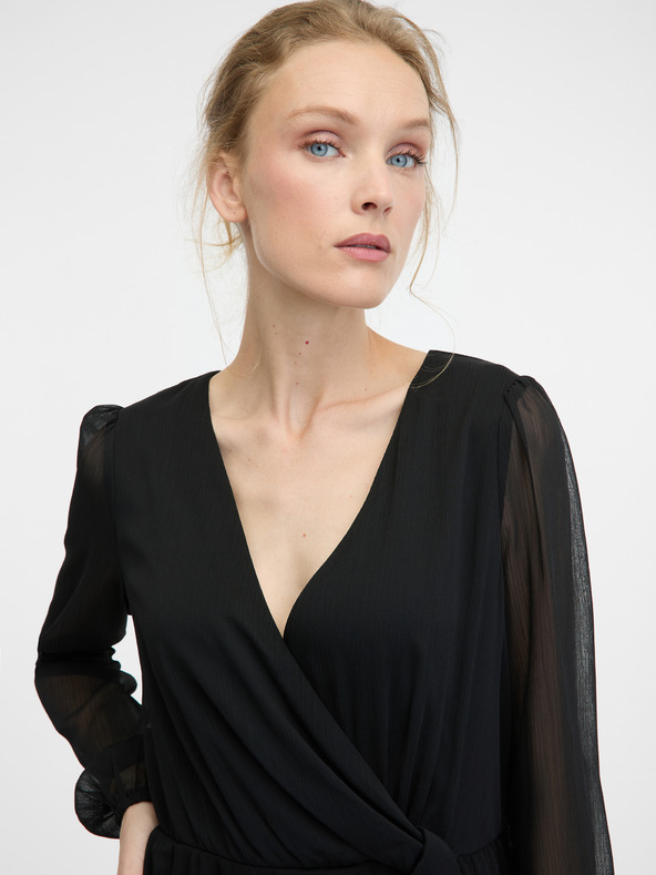 Orsay Crna ženska haljina do koljena ORSAY