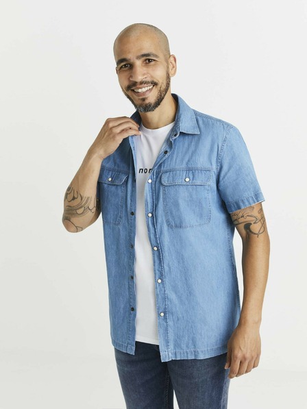 Celio Plava muška traper košulja s Celio džepovima