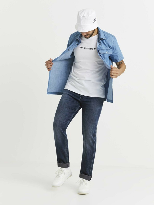 Celio Plava muška traper košulja s Celio džepovima