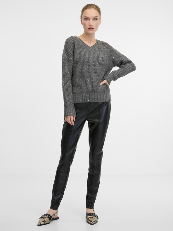 Orsay Crne ženske hlače od umjetne kože ORSAY