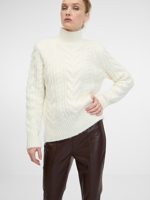 Orsay Smeđe ženske hlače od umjetne kože ORSAY