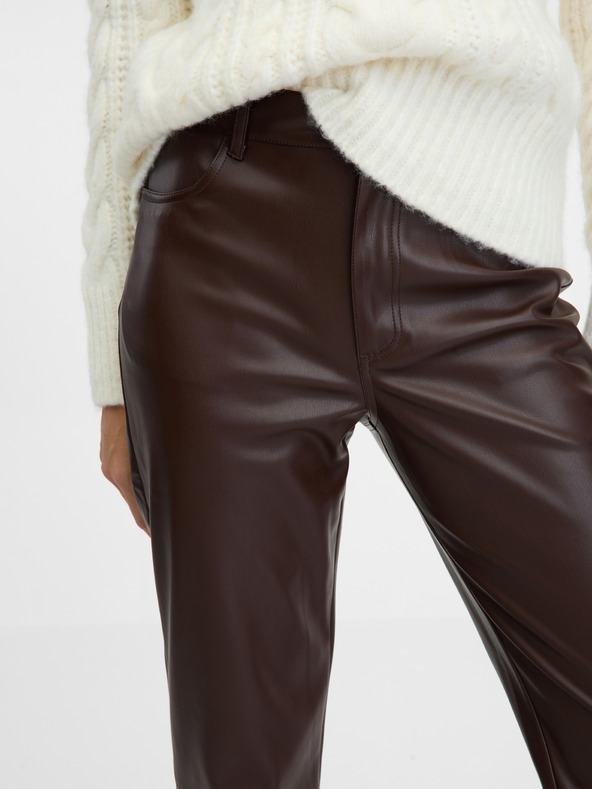 Orsay Crne ženske kožne hlače ORSAY