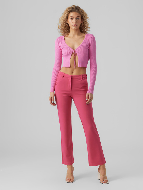 Vero Moda VERO MODA Glory ružičasti ženski kratki rebrasti kardigan