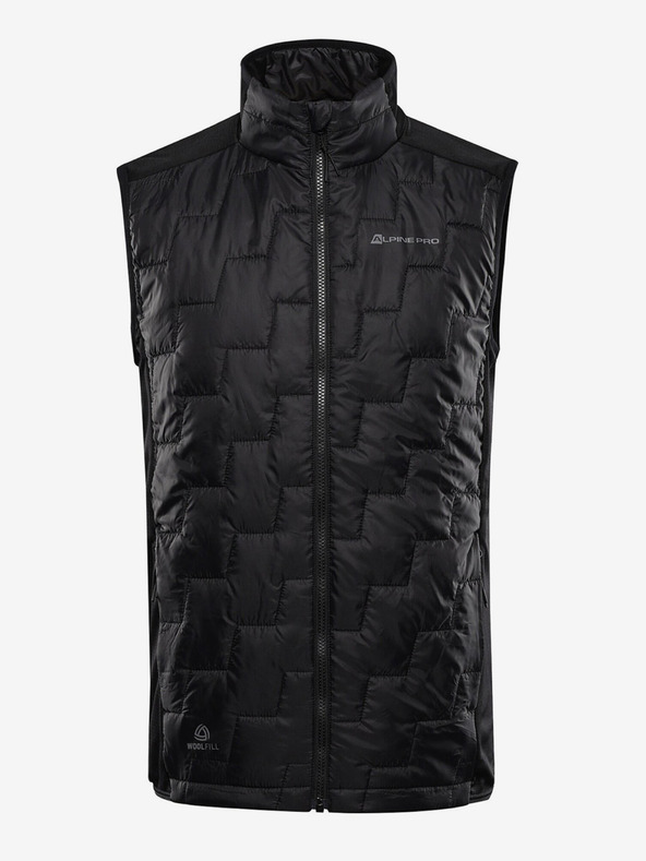 ALPINE PRO Muški prsluk s merino punjenjem Alpine Pro NERC crne boje