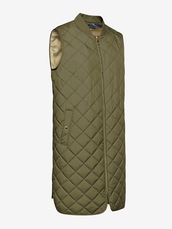 Geox Khaki ženska duga prošivena prsluk Geox Asheely