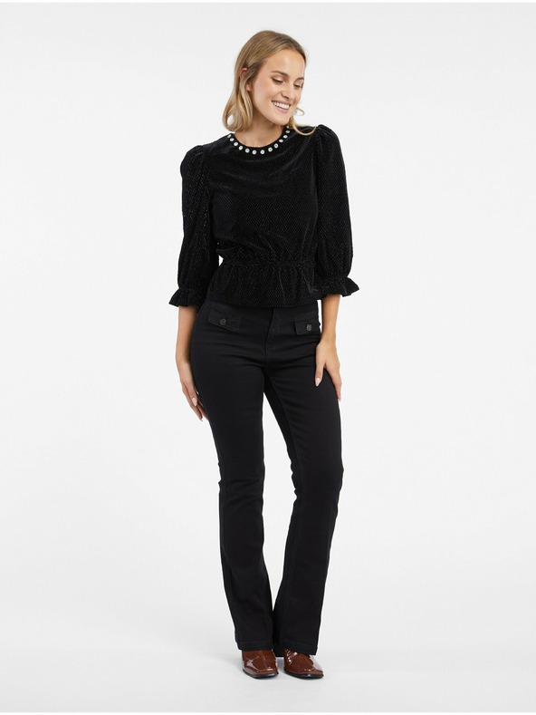 Orsay Crna ženska baršunasta bluza ORSAY