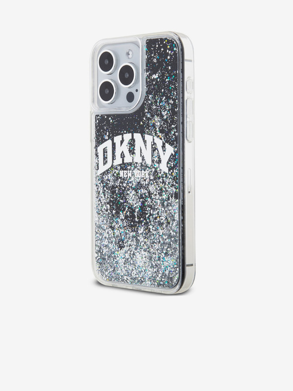 DKNY Stražnja maska ​​s logotipom Liquid Glitter Arch za iPhone 13 Pro Max crna DKNY