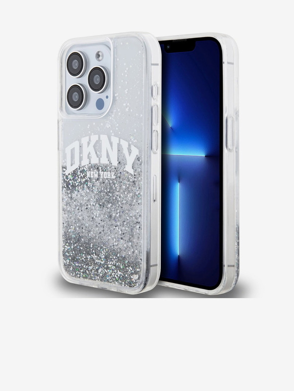 DKNY Stražnja maska ​​s logotipom Liquid Glitter Arch za iPhone 14 Pro prozirna DKNY