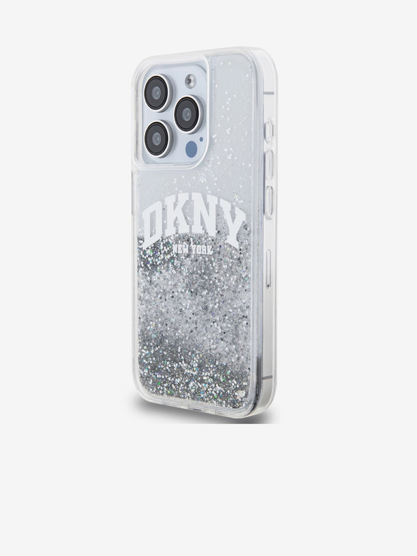 DKNY Stražnja maska ​​s logotipom Liquid Glitter Arch za iPhone 14 Pro prozirna DKNY