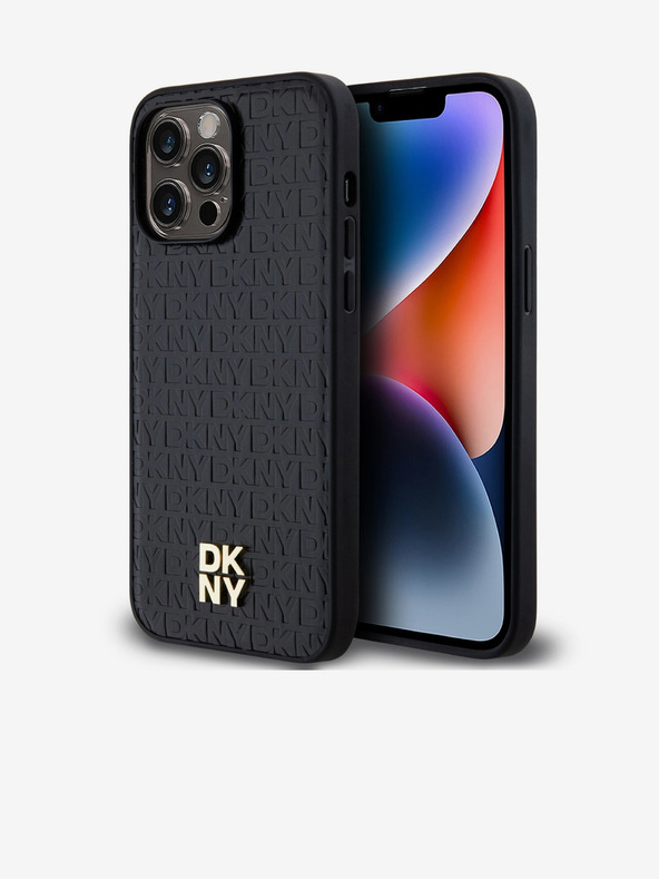 DKNY PU kožna ponovljena šara s logotipom Magsafe stražnja maska ​​za iPhone 13 Pro Max crna DKNY